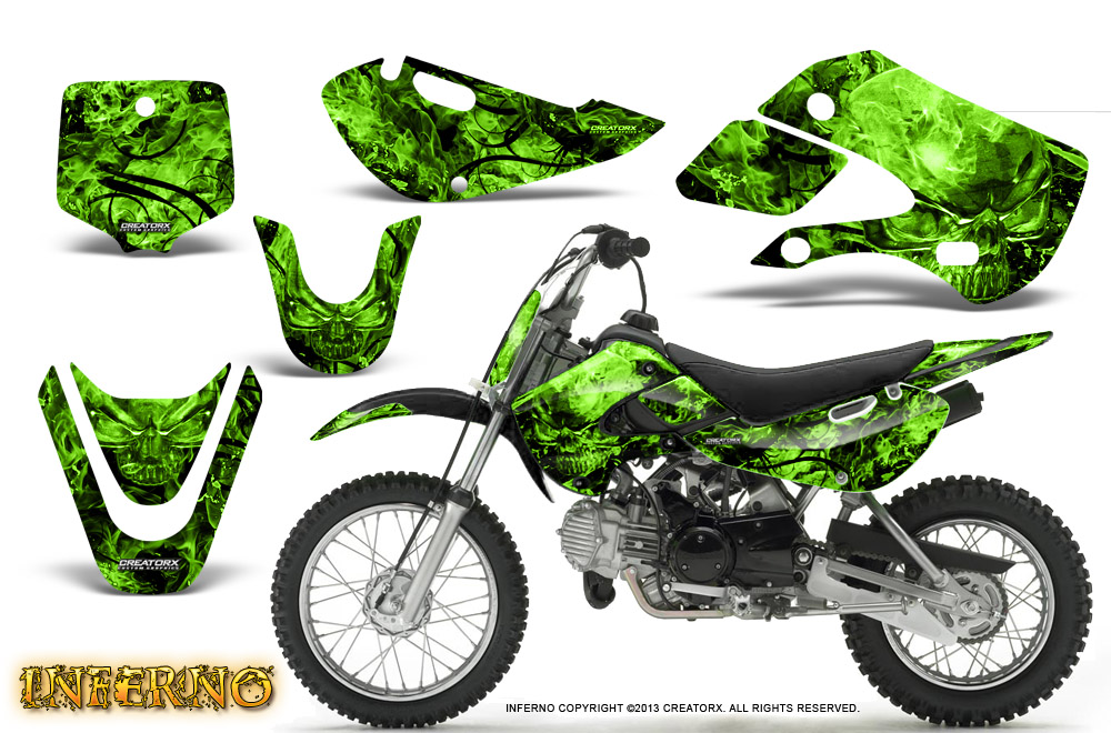 Kawasaki KLX110 KX65 Graphics Kit Inferno Green BB